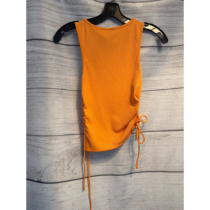 Princess Polly Ruched Bright Orange Ribbed Tank Top Adjustable Side Ties Size 6