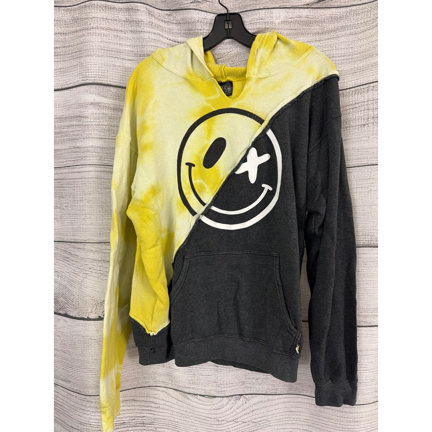 Love Junkie Tie-Dye Smiley Face Hoodie Size L