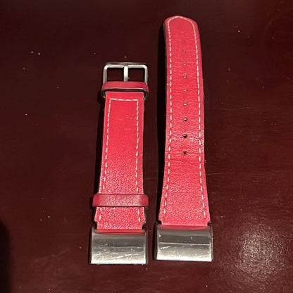 FitBit Charge Red Leather Watch Band Strap With Stainless Steel Buckle