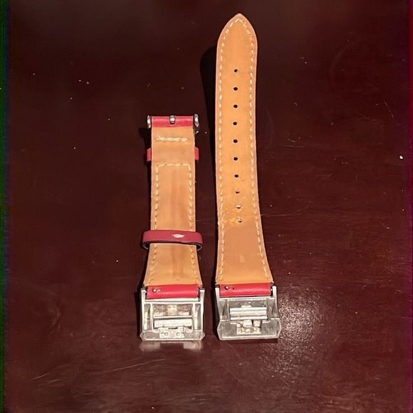 FitBit Charge Red Leather Watch Band Strap With Stainless Steel Buckle