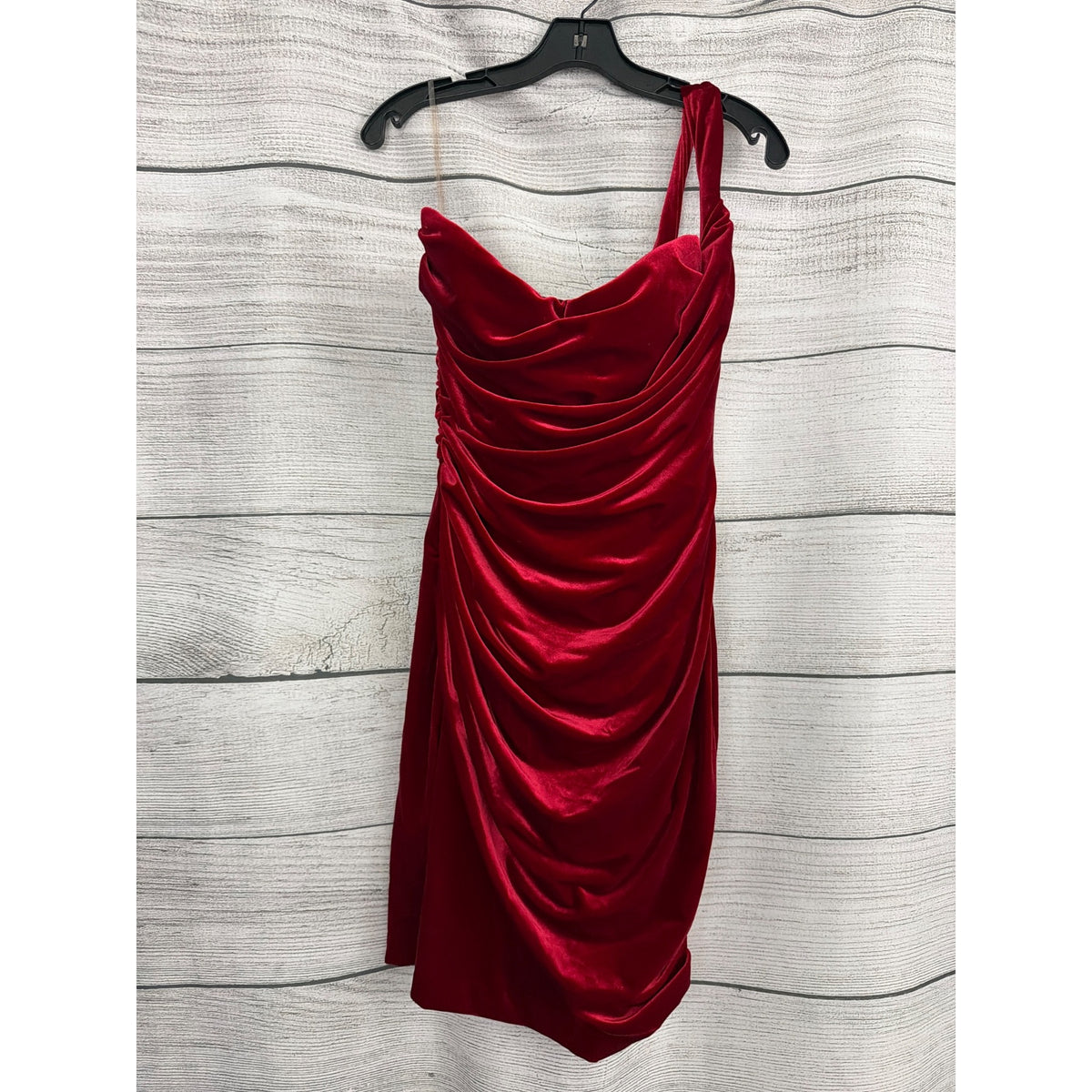 House Of CB Red Velvet Draped Mini Dress Size M