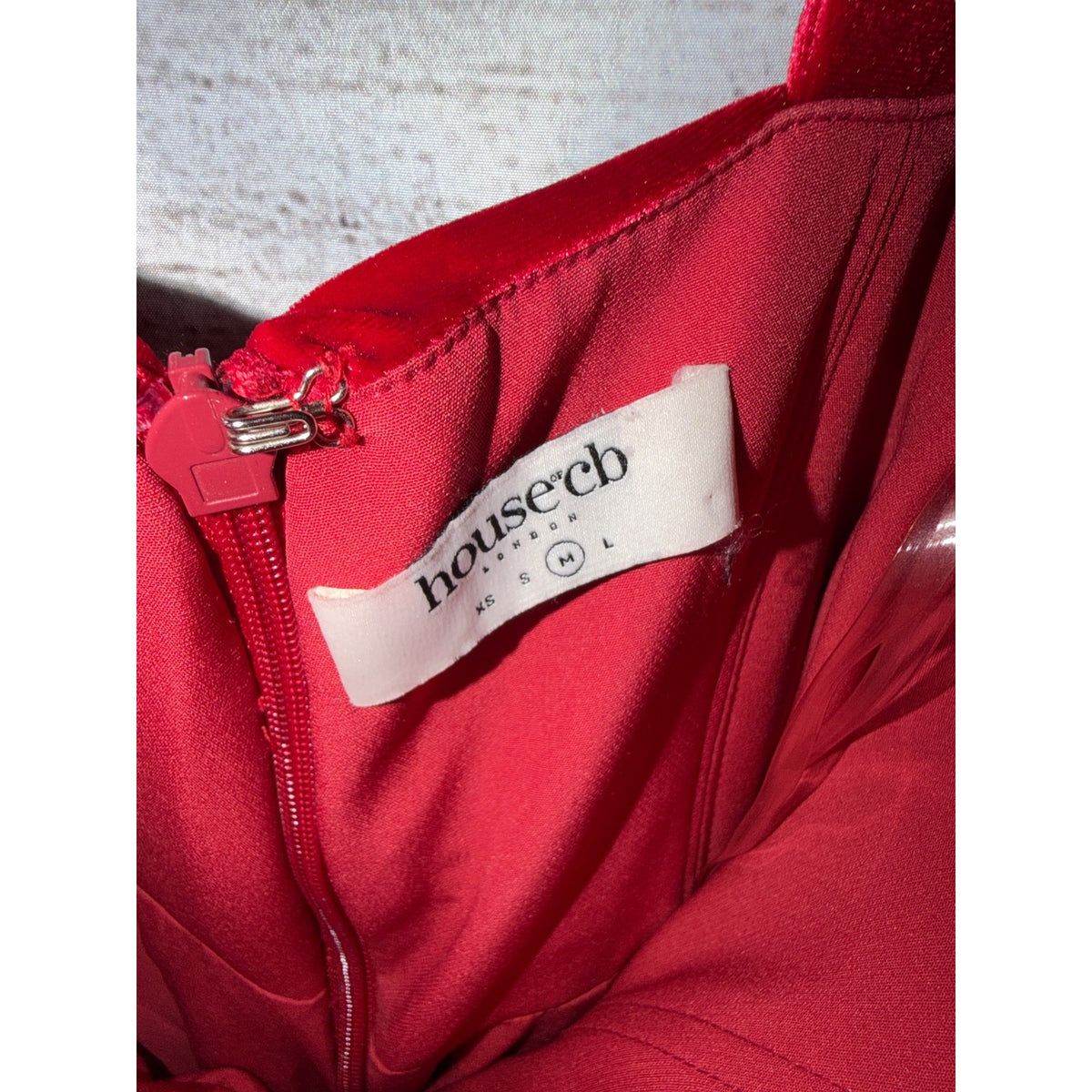 House Of CB Red Velvet Draped Mini Dress Size M
