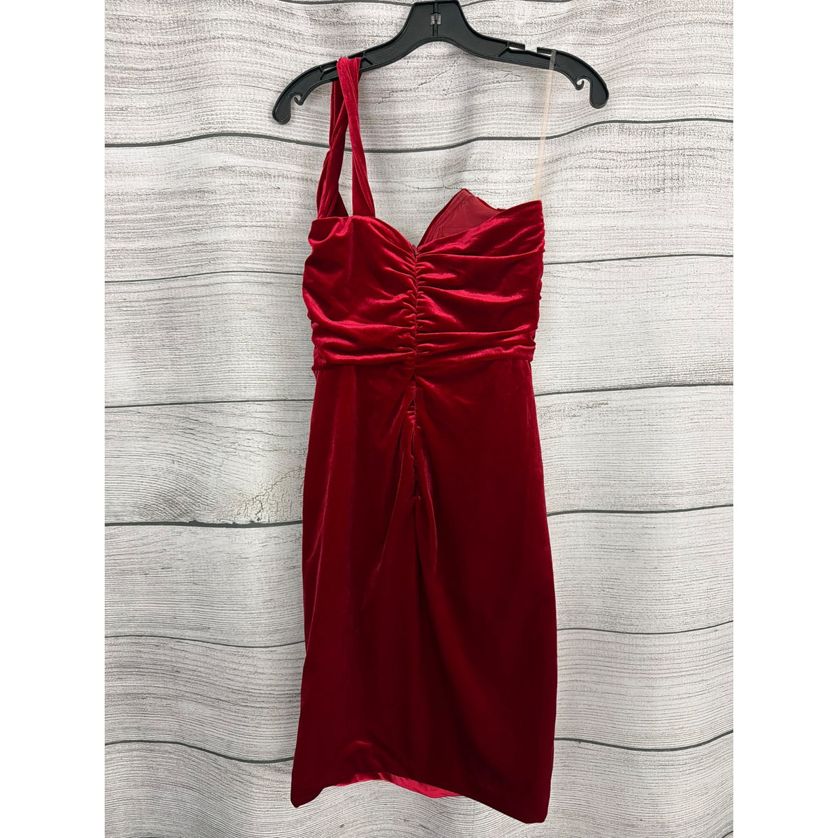 House Of CB Red Velvet Draped Mini Dress Size M