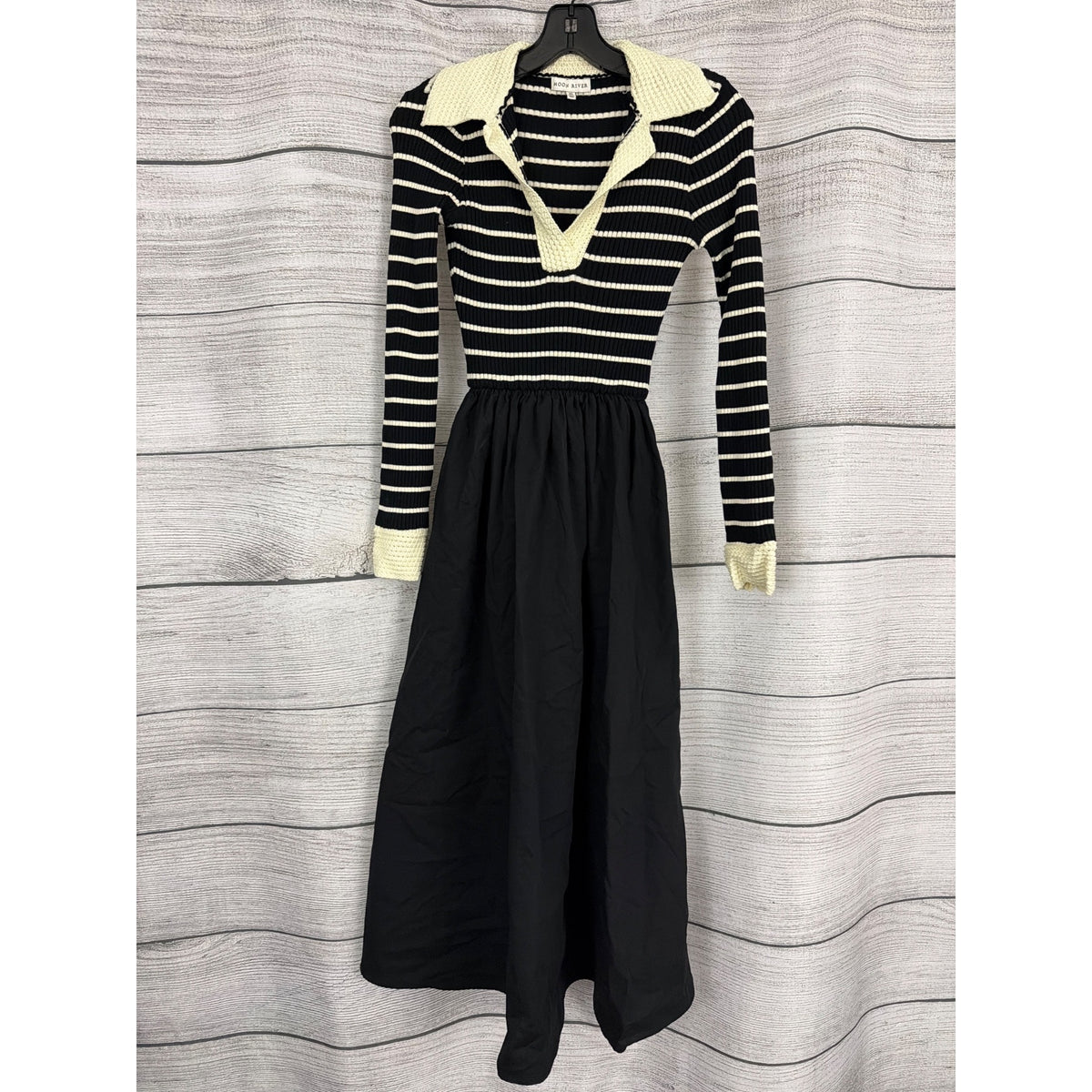 Moon River Stripe Long Sleeve Twofer Midi Dress Size XS