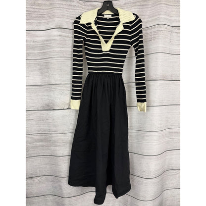 Moon River Stripe Long Sleeve Twofer Midi Dress Size XS