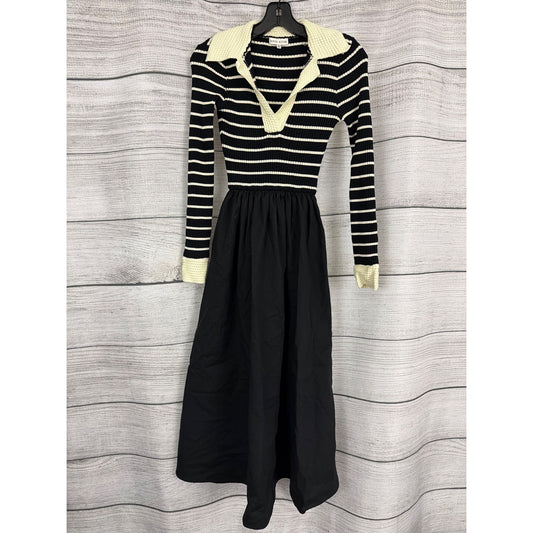Moon River Stripe Long Sleeve Twofer Midi Dress Size XS