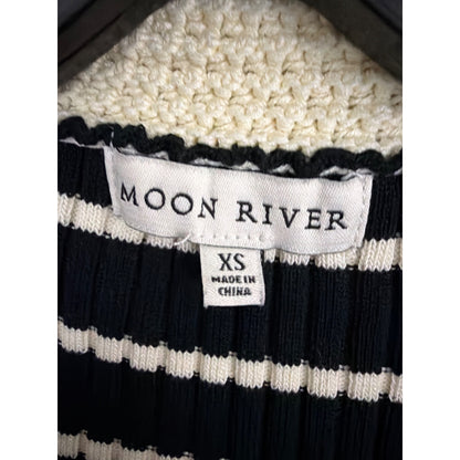Moon River Stripe Long Sleeve Twofer Midi Dress Size XS