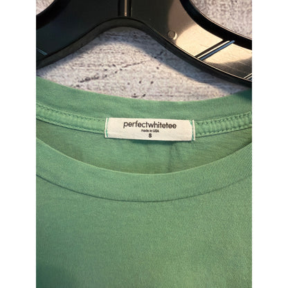 Perfect White Tee Sage Green Distressed Short Sleeve T Shirt Size S