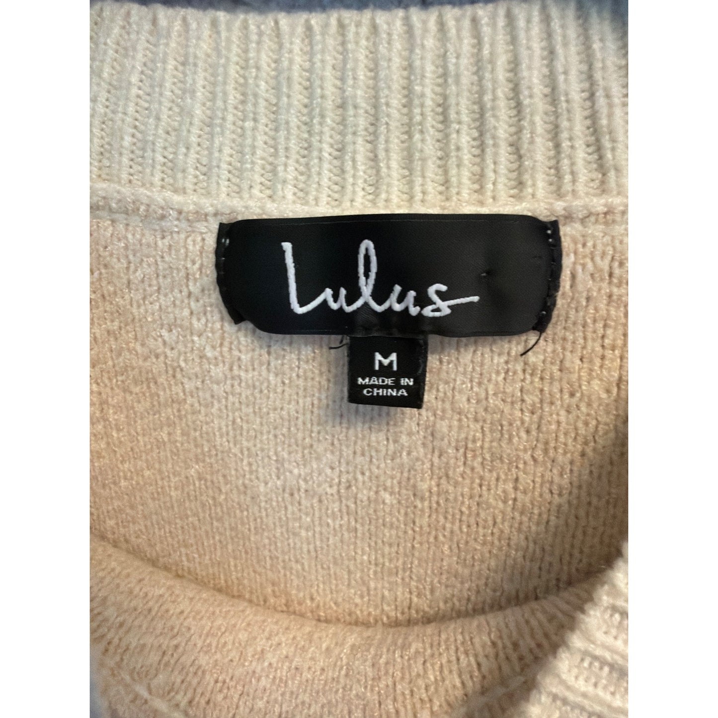 Lulus Zebra Stripe Cream Knit Sweater Size M