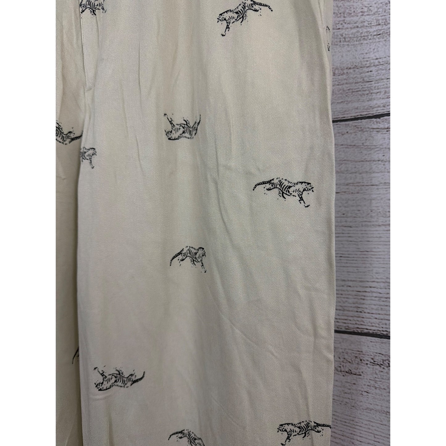 NWT Knot Sisters Ivory Wide-Leg Pants With Black Tiger Print Size S