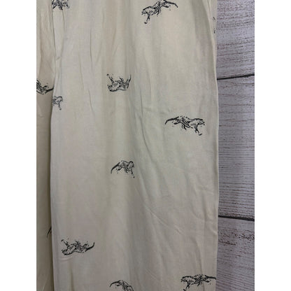 NWT Knot Sisters Ivory Wide-Leg Pants With Black Tiger Print Size S