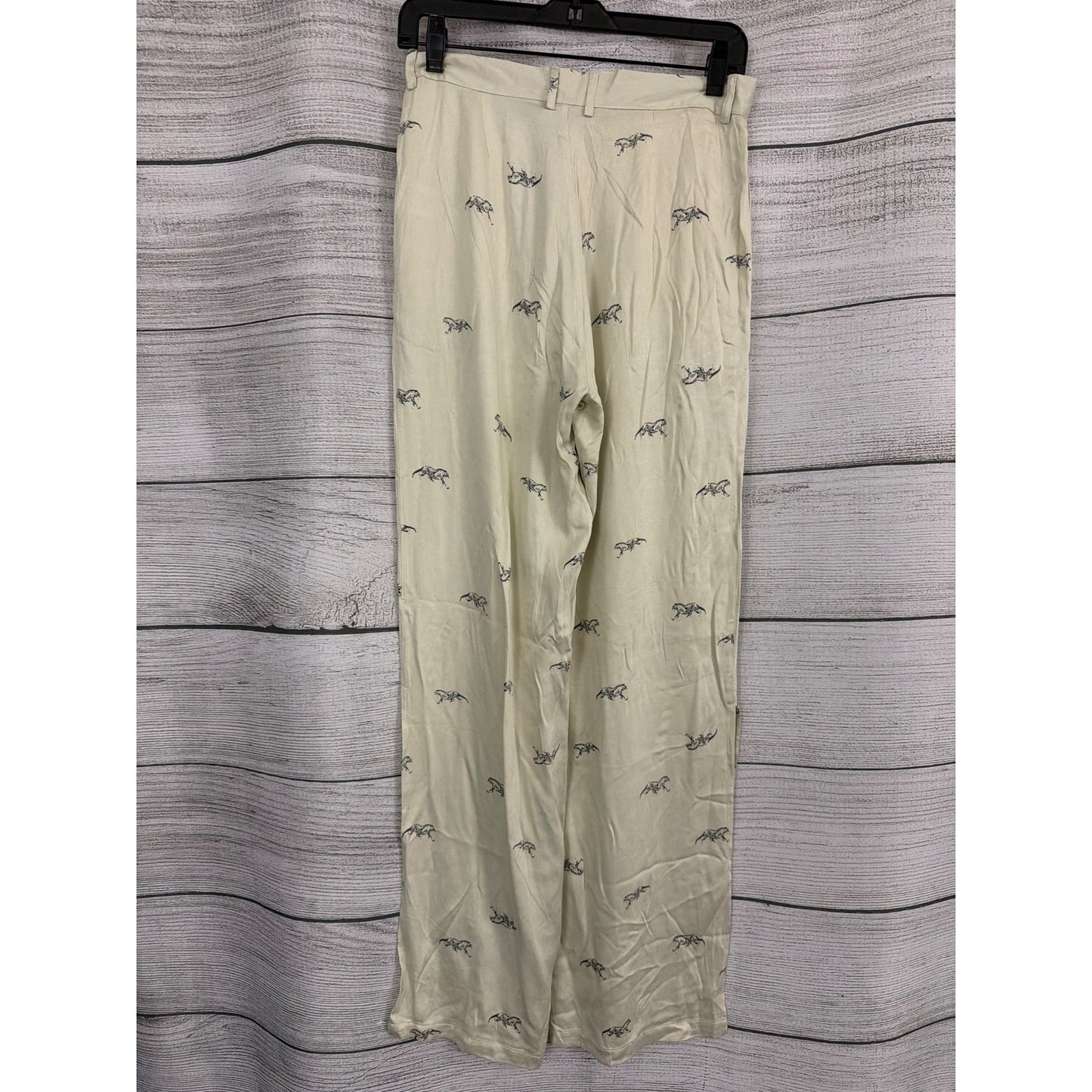 NWT Knot Sisters Ivory Wide-Leg Pants With Black Tiger Print Size S