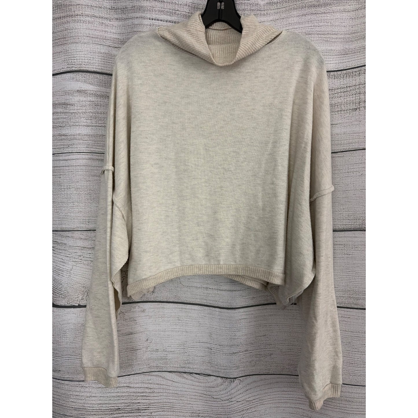 Project Social T Beige Sweater With Mock Neck & Ribbed Hem Size M
