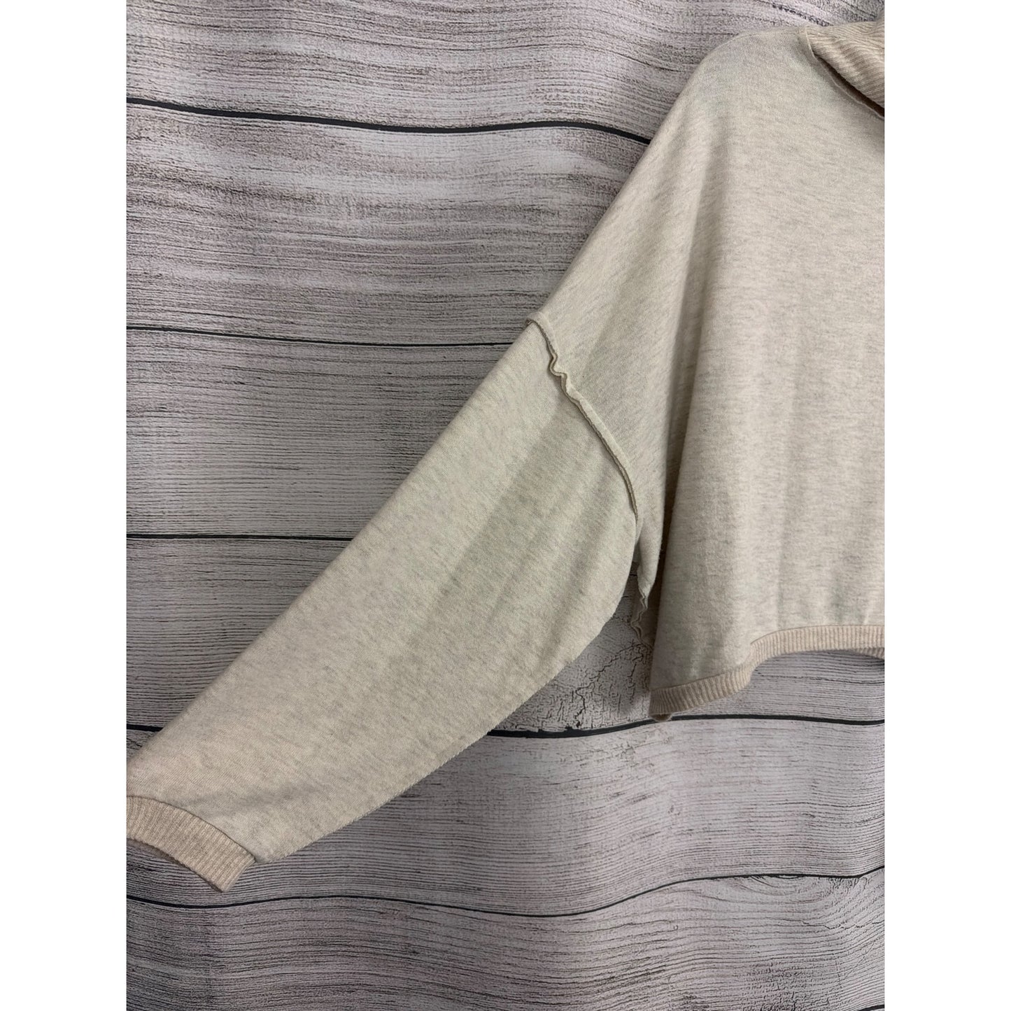 Project Social T Beige Sweater With Mock Neck & Ribbed Hem Size M