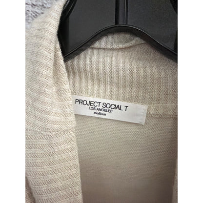 Project Social T Beige Sweater With Mock Neck & Ribbed Hem Size M