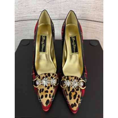 Beverly Feldman Tartan & Leopard Vintage Heels Size 6.5