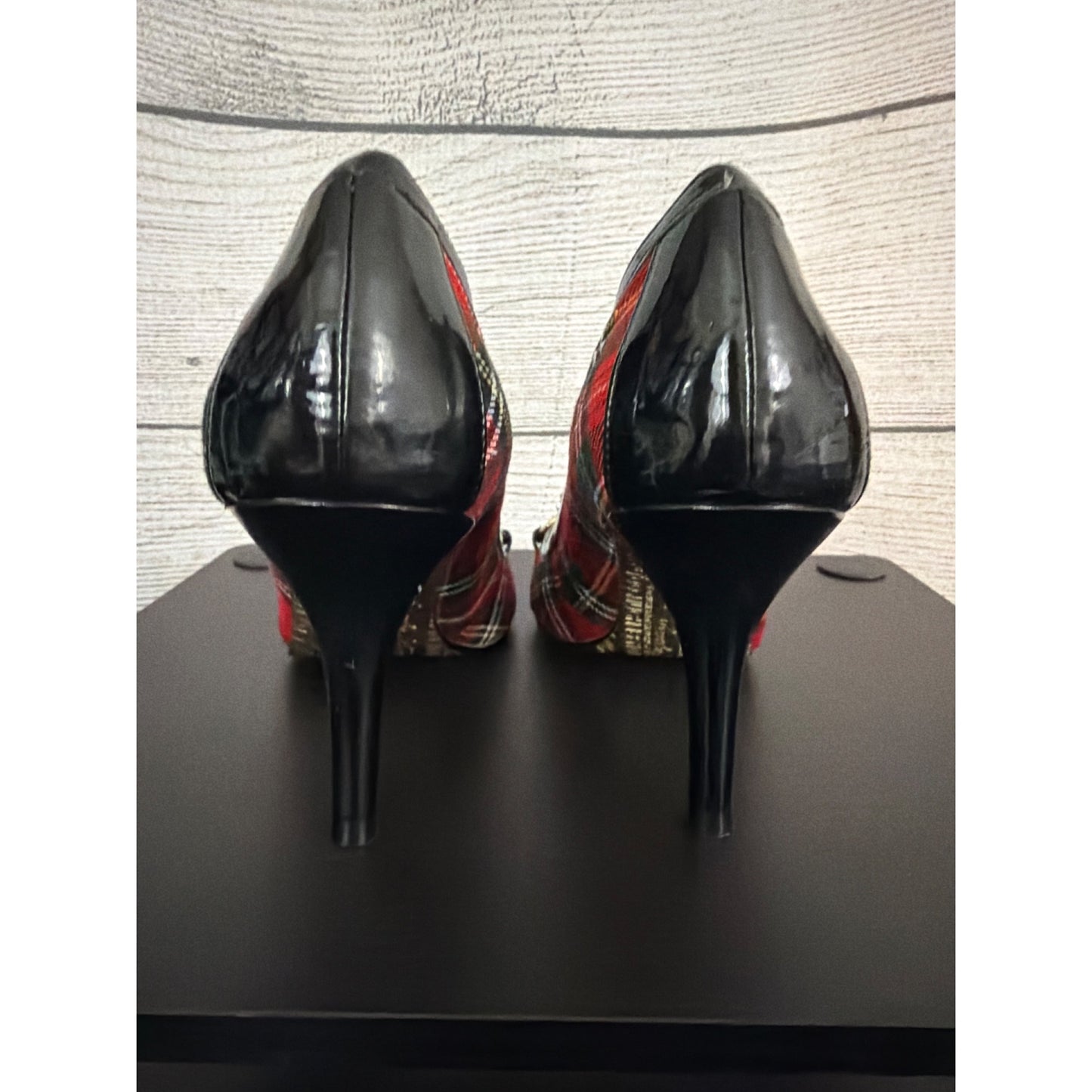 Beverly Feldman Tartan & Leopard Vintage Heels Size 6.5