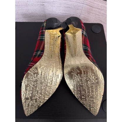 Beverly Feldman Tartan & Leopard Vintage Heels Size 6.5
