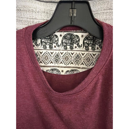 Mens Tribal Elephant Print Pocket T-Shirt Maroon