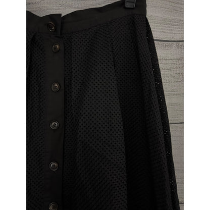 Thakoon Black Perforated Button-Front Midi Skirt