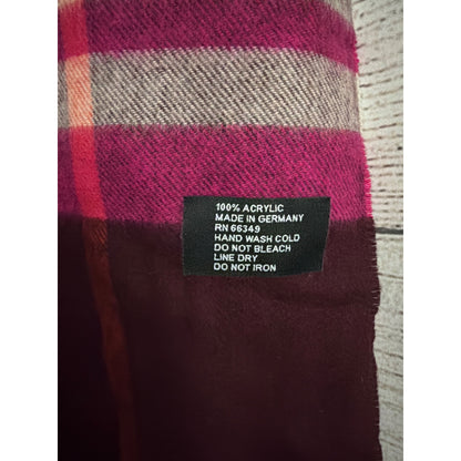 Plaid Acrylic Scarf  With Fringe Edges OS