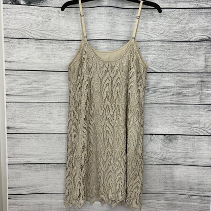 Alice + Olivia Elegant Beige Lace Overlay Dress, Size M