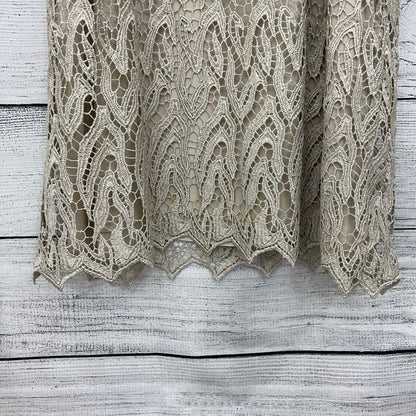 Alice + Olivia Elegant Beige Lace Overlay Dress, Size M