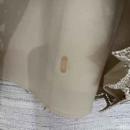 Alice + Olivia Elegant Beige Lace Overlay Dress, Size M