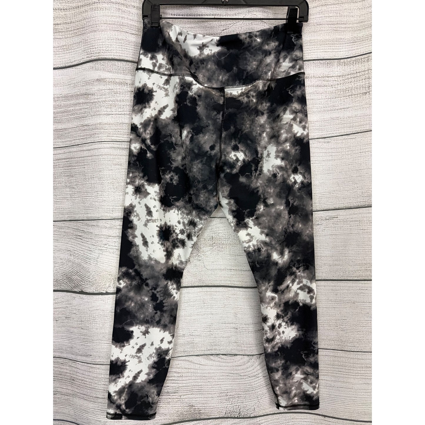 High-Waisted Black & White Tie-Dye Leggings