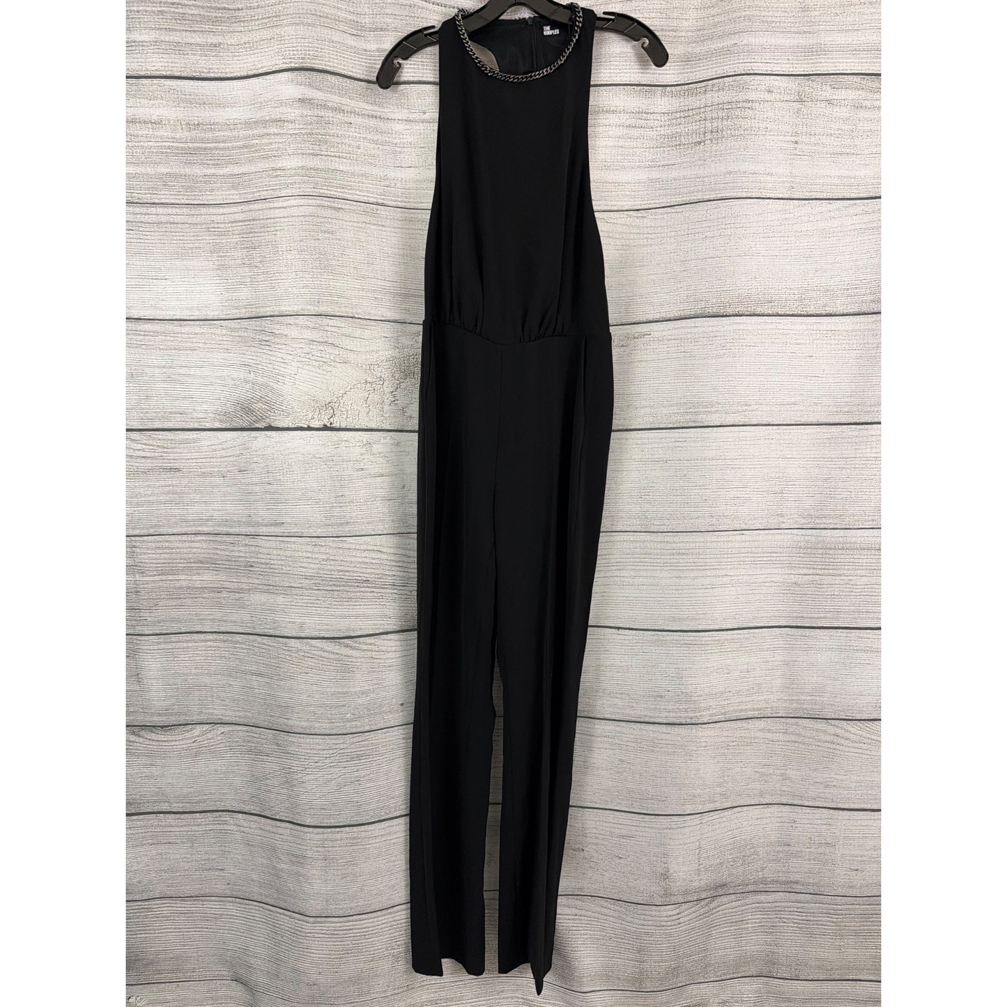 NWT The Kooples Black Sleeveless Jumpsuit With Chain Neck Detail Size 2
