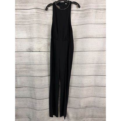 NWT The Kooples Black Sleeveless Jumpsuit With Chain Neck Detail Size 2