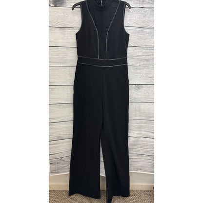 Adelyn Rae Black Sleeveless Jumpsuit With Sheer Paneling Size L