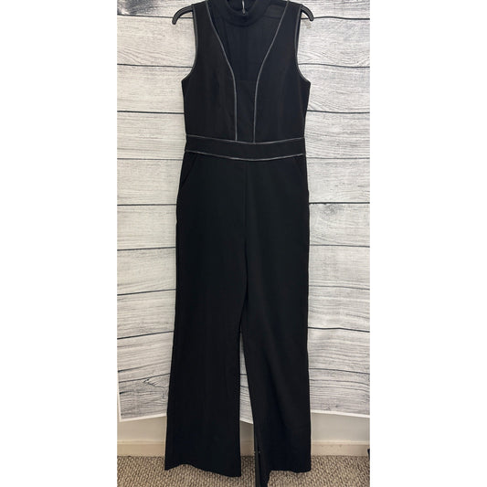 Adelyn Rae Black Sleeveless Jumpsuit With Sheer Paneling Size L