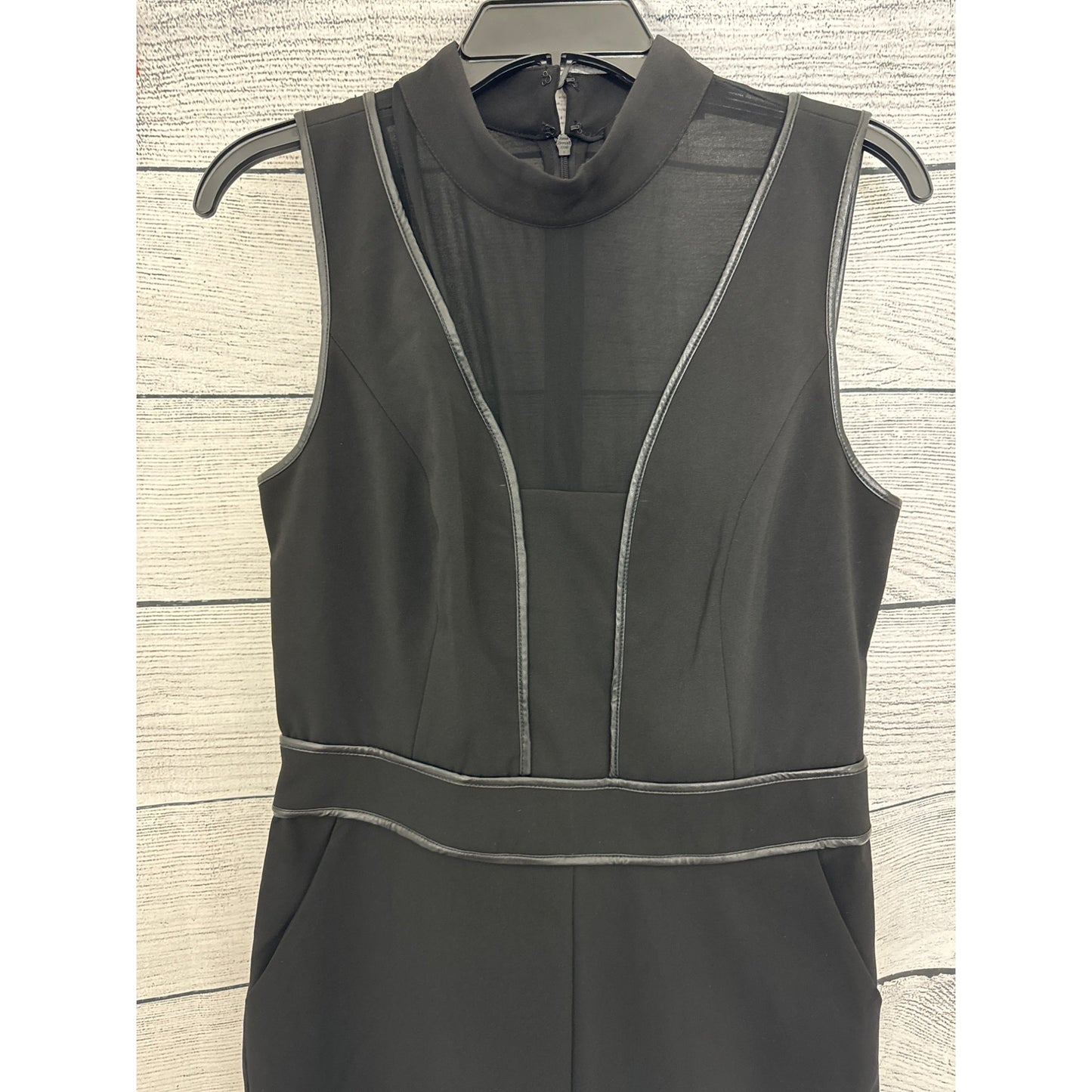 Adelyn Rae Black Sleeveless Jumpsuit With Sheer Paneling Size L
