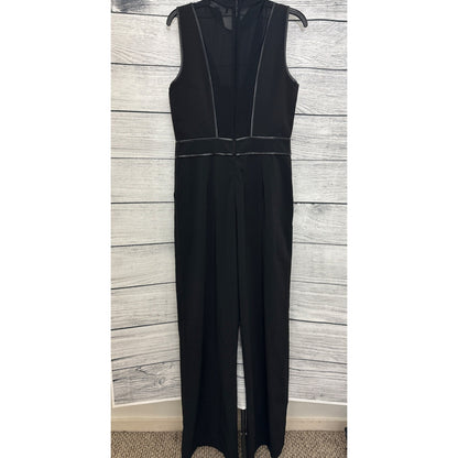 Adelyn Rae Black Sleeveless Jumpsuit With Sheer Paneling Size L