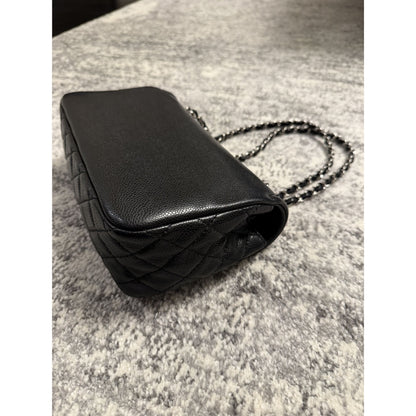 Chanel Black Timeless Caviar CC Flap Bag w/ Silver Hardware