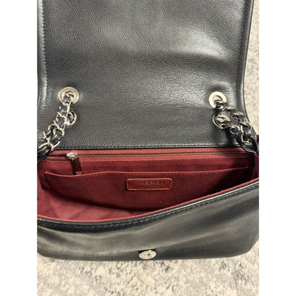Chanel Black Timeless Caviar CC Flap Bag w/ Silver Hardware
