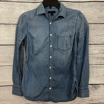 J. Crew Denim Long Sleeve Button-Up Shirt, Size 00