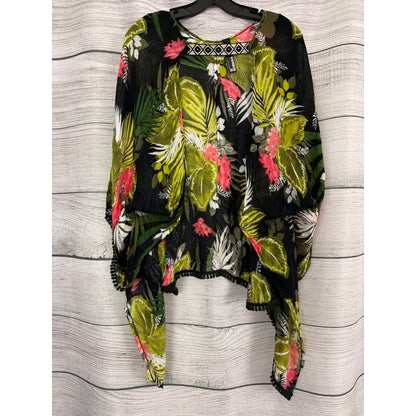 Express Tropical Floral Print Poncho/Coverup OS
