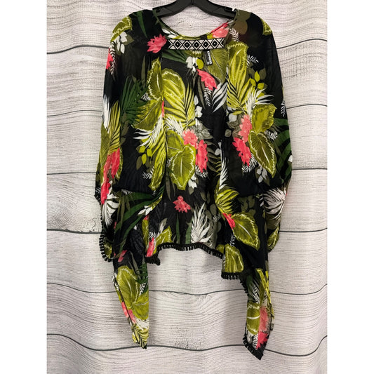 Express Tropical Floral Print Poncho/Coverup OS