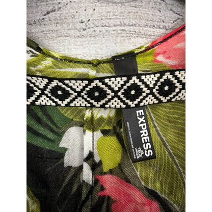 Express Tropical Floral Print Poncho/Coverup OS