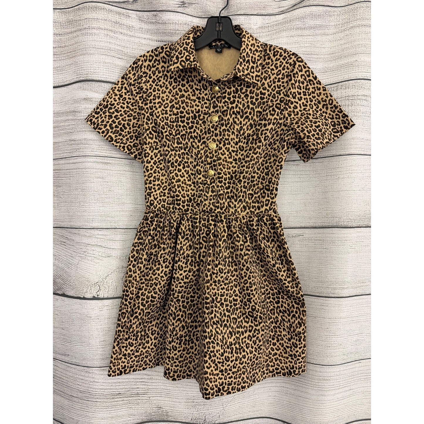 J. Crew A-line Shirt-Dress Leopard Chino Size 2