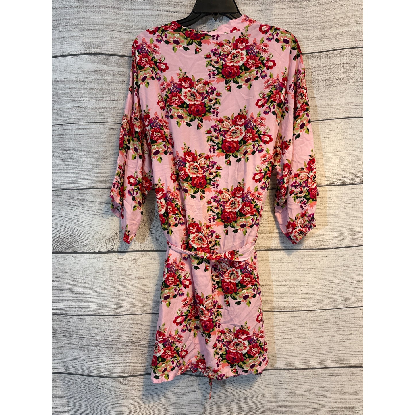 Floral Pink Kimono Robe Cotton Blend One Size
