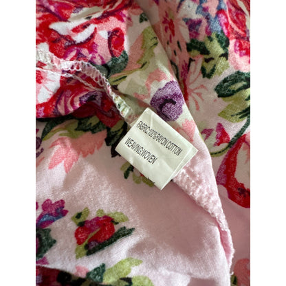 Floral Pink Kimono Robe Cotton Blend One Size