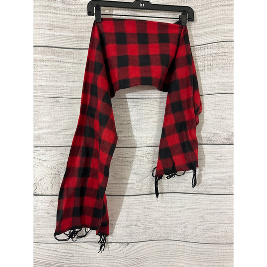 Buffalo Plaid Red & Black Fringe Scarf