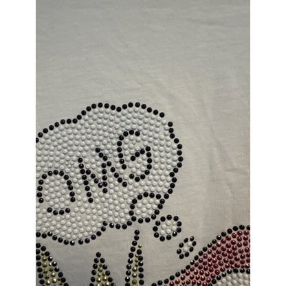 OMG Rhinestone Comic Book Pop Art White Graphic Tee