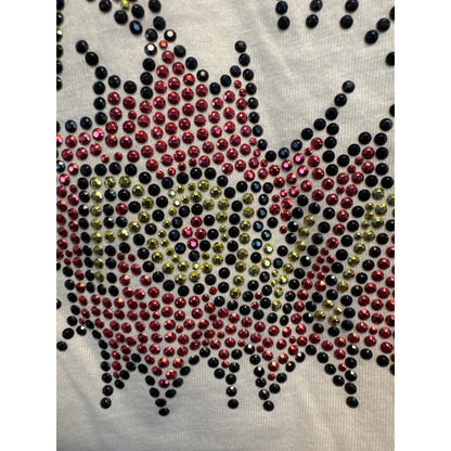 OMG Rhinestone Comic Book Pop Art White Graphic Tee