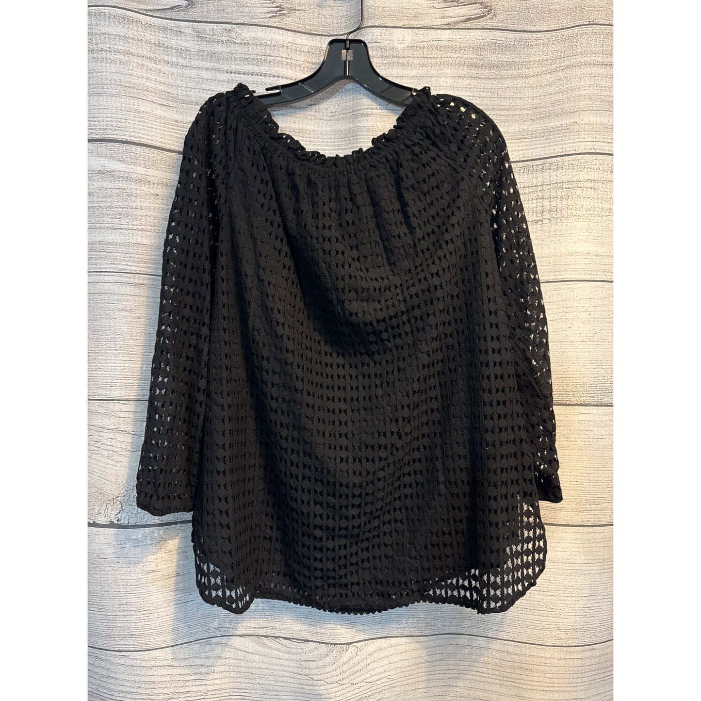 Jones New York Black Eyelet Off-Shoulder Top L