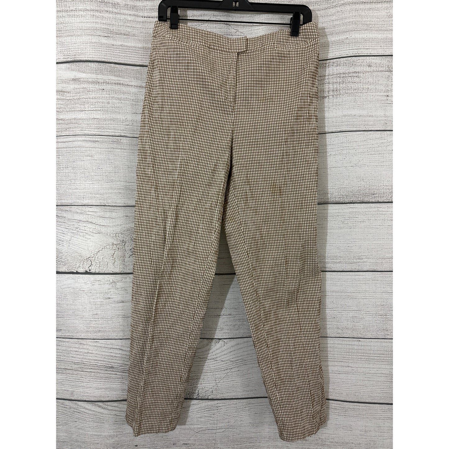 Piazza Sempione Brigirre Brown & White Gingham Pant Size 48/12