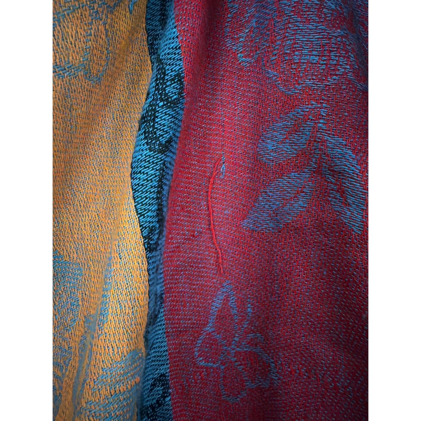 Colorful Floral Patterned Woven Scarf With Tassels